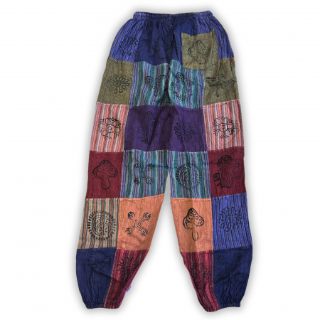Imbracaminte - Pantaloni Motiv de Ciuperca - Design Block Print - Tonuri de Violet