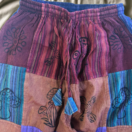 Pantaloni Motiv de Ciuperca - Design Block Print - Tonuri de Violet [1]