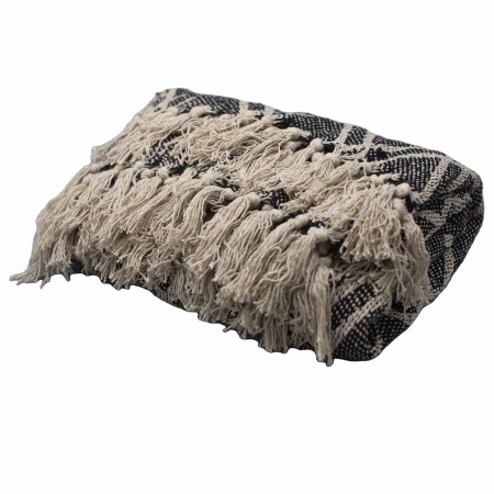 Patura Boho Confort - 125x150cm - Negru și Bej [1]