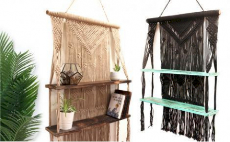 Rafturi Suspendate din Macrame Naturale - Albastre [2]