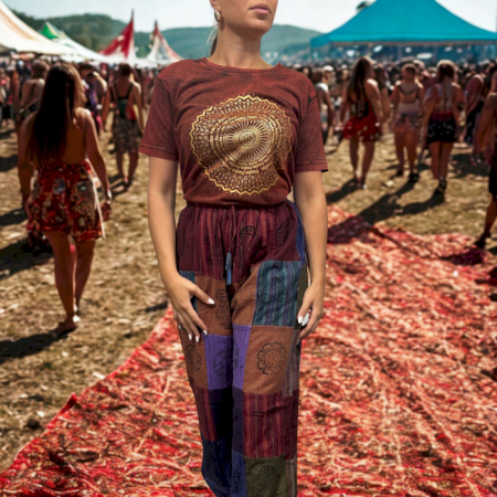Tricou Stone Wash - Mandala - Maro [1]