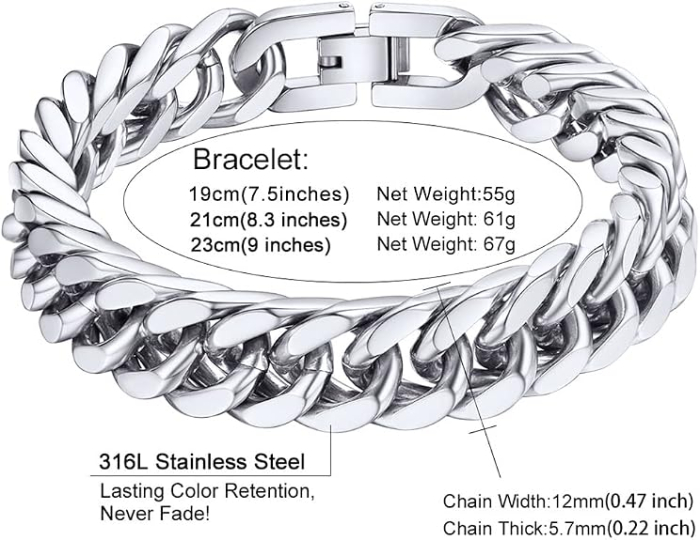 Brățară Bărbați oțel Inoxidabil 316L, Calitate Premium  12mm - 23cm [2]
