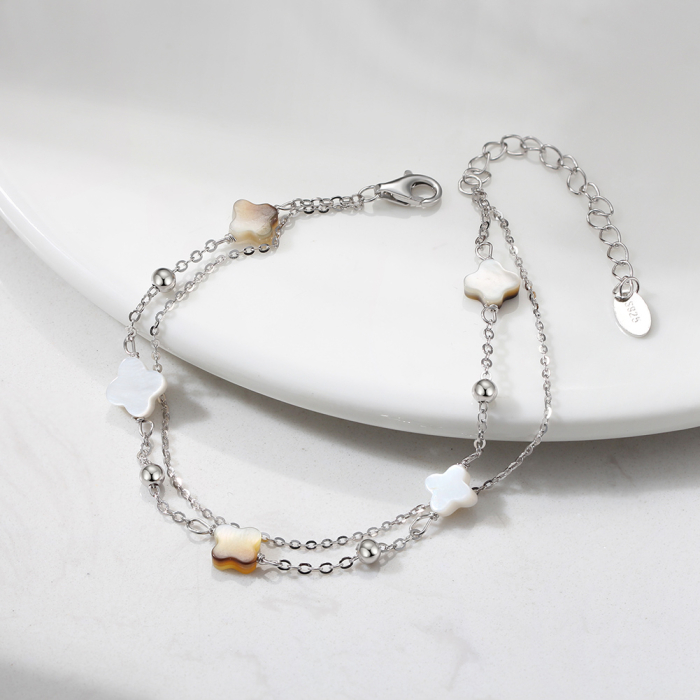 Bratara din argint 925 placat cu rodiu piatra de sidef si piatra neagra [2]