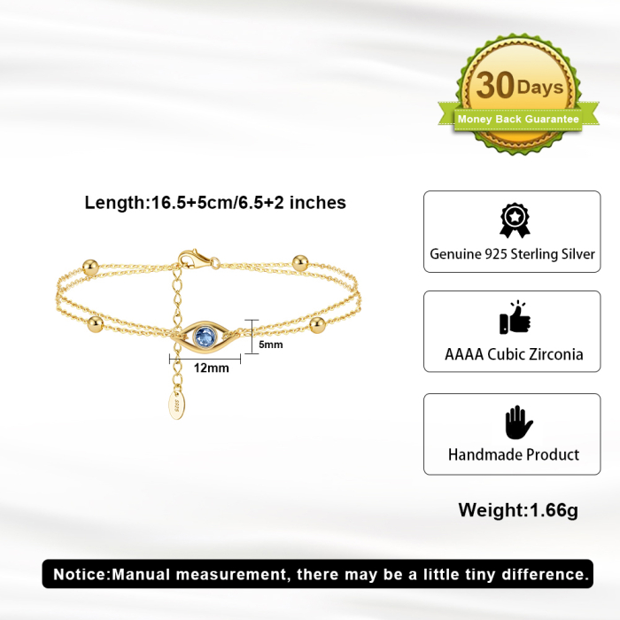 Brățară dublă BySunny Evil Eye din Argint 925 placat cu aur de 14K [3]