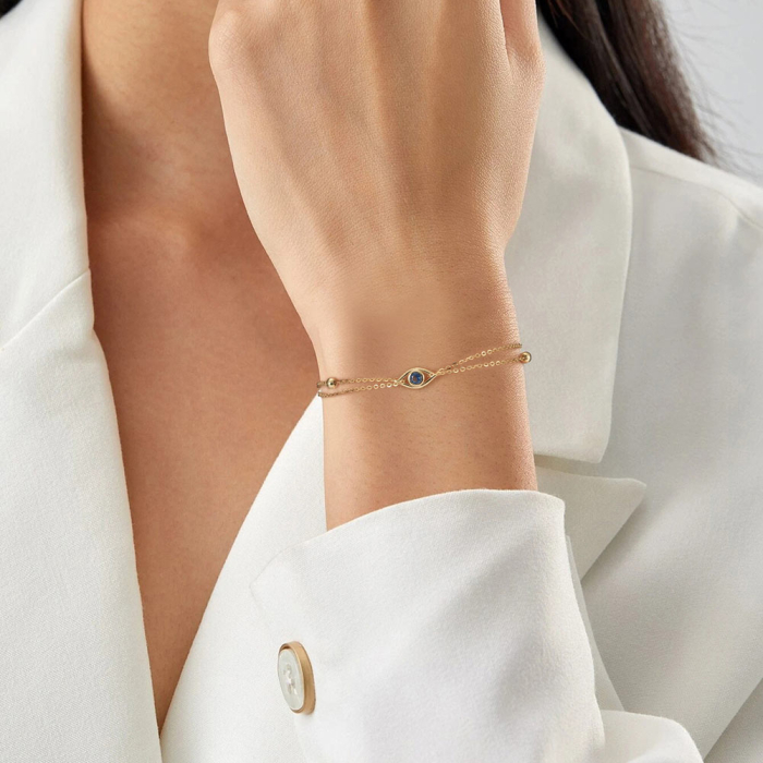 Brățară dublă BySunny Evil Eye din Argint 925 placat cu aur de 14K [4]
