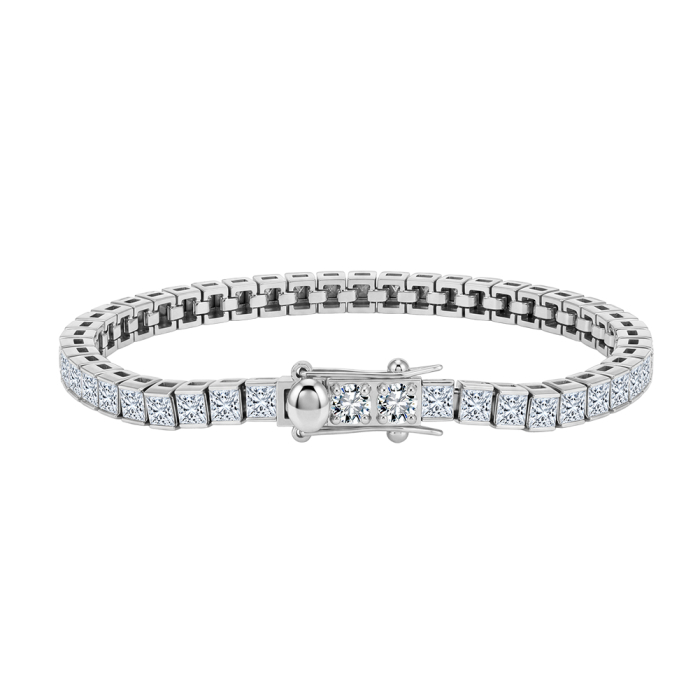 Brățară Tennis Unisex, Argintie, Tăietură Princess, Oțel Inoxidabil 316, 17,8 cm, Grosime 3mm [2]