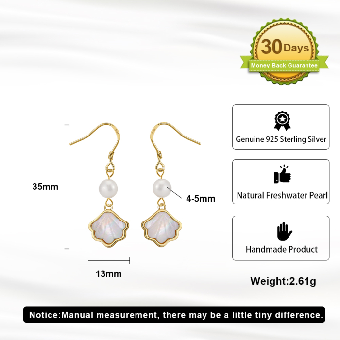 Cercei din argint 925 cu perla naturala si piatra de sidef [4]