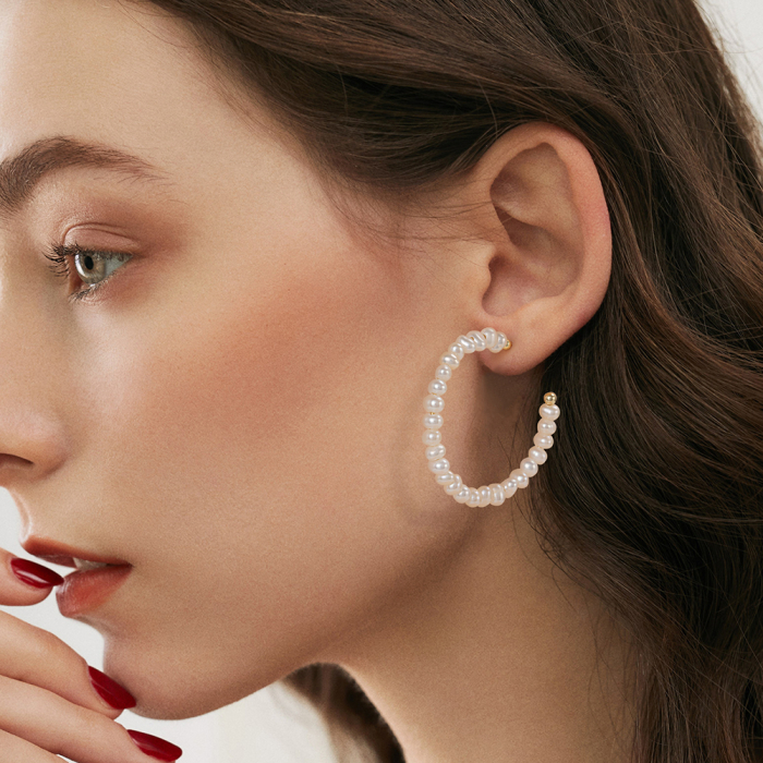 Cercei din argint 925 placat cu aur 14k si perle naturale de cultura [4]