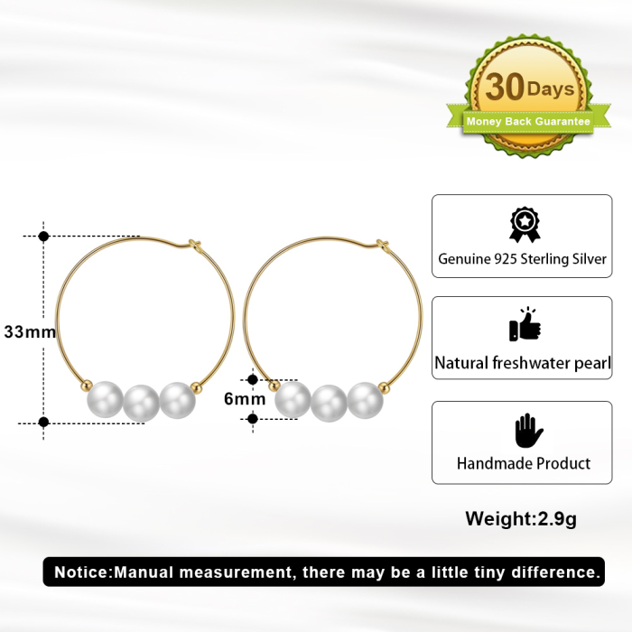 Cercei din argint 925 placat cu aur 14k si perle naturale de cultura [6]