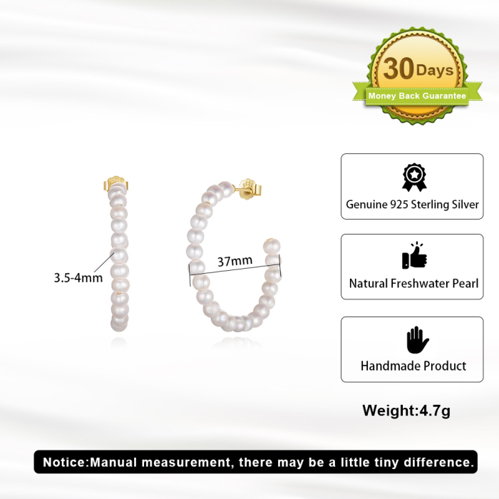 Cercei din argint 925 placat cu aur 14k si perle naturale de cultura [5]