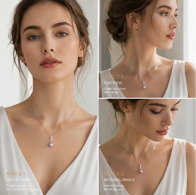 Colier din Argint 925 cu Perlă Naturală de Cultură, 9-10 mm, Stil Elegant [6]