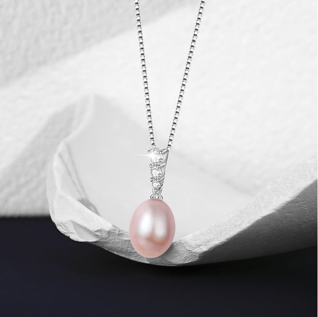 Colier din Argint 925 cu Perlă Naturală de Cultură, 9-10 mm, Stil Elegant [5]