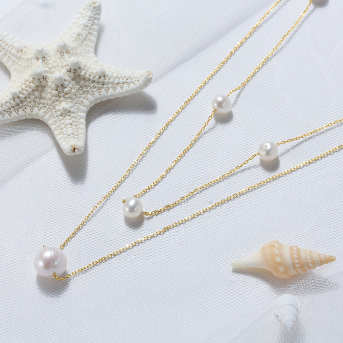 Colier din argint 925 placat cu aur 14 k si perle naturale de cultura [2]