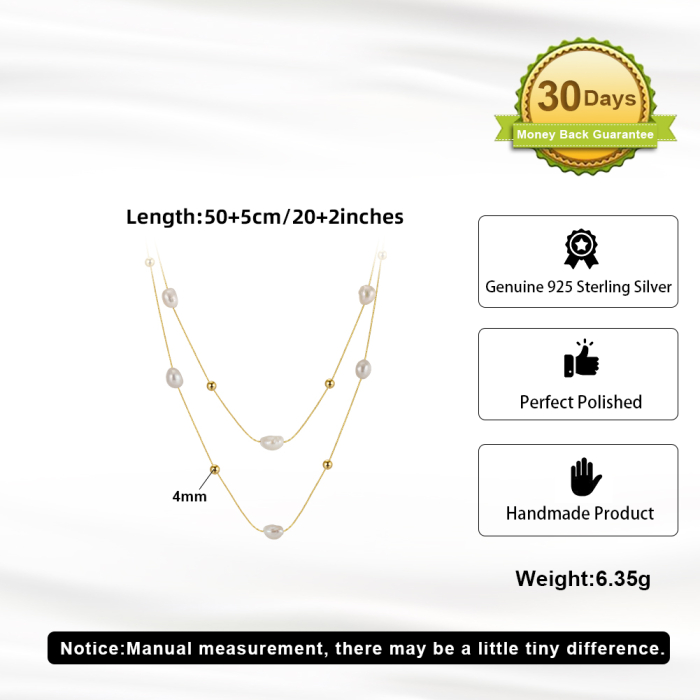 Colier din argint 925 placat cu aur 14 k si perle naturale de cultura [5]