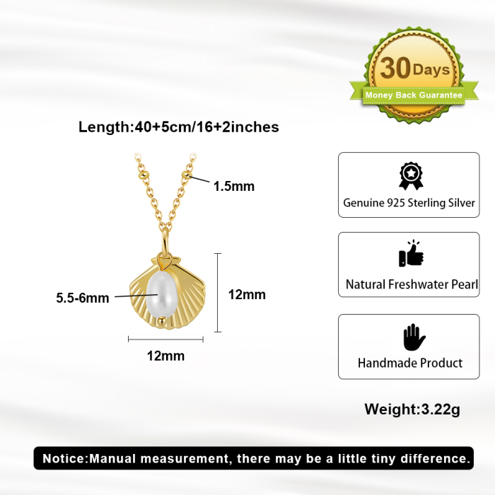 Colier argint 925 placat cu aur 14K si pandantiv perla naturala bySunny [4]