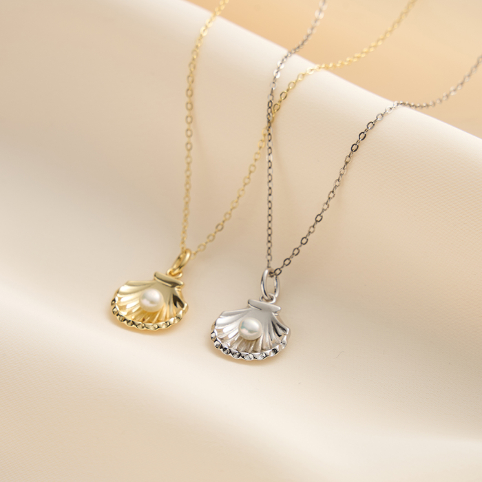 Colier din argint 925 placat cu aur 14K si perla naturala de cultura bySunny [5]