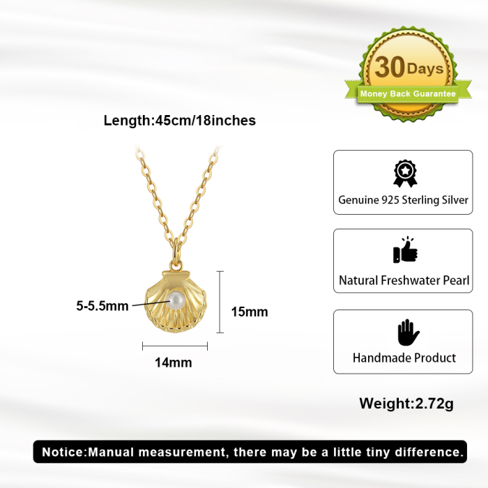 Colier din argint 925 placat cu aur 14K si perla naturala de cultura bySunny [4]