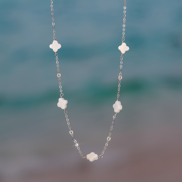 Colier din argint 925 placat cu rodiu si pietre de sidef [2]