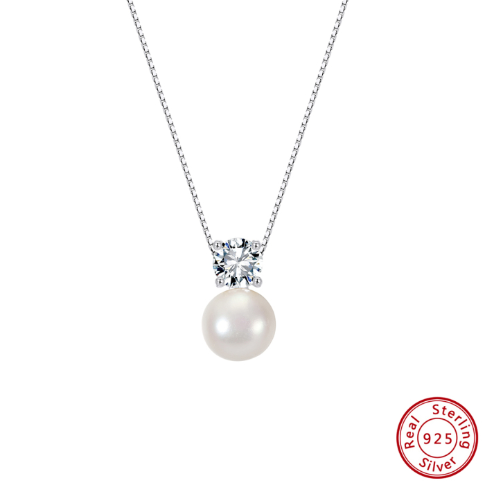 Colier din argint 925  placat cu rodiu si perla naturala de cultura [2]