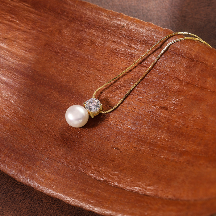 Colier din argint 925  placat cu rodiu si perla naturala de cultura [3]