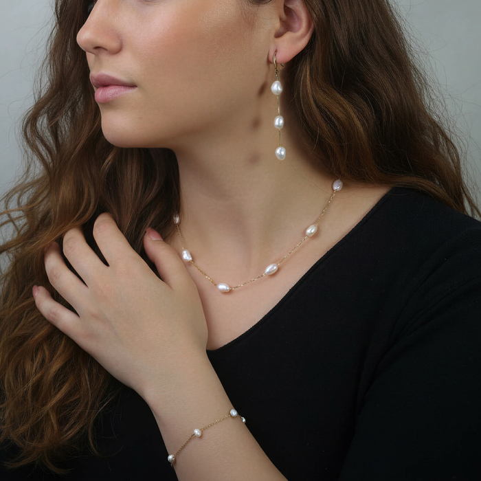 Colier din argint 925 placat cu aur 14k si perle naturale de cultura [4]