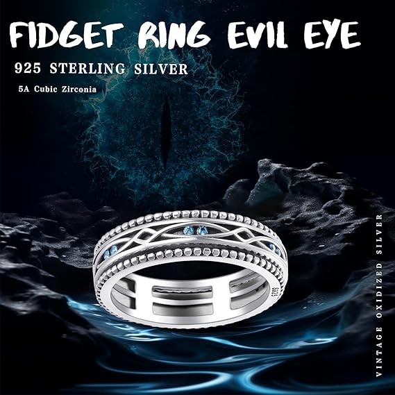 Inel Spinner „Evil Eye” – Argint 925, Anti-Stres masura 10 [4]