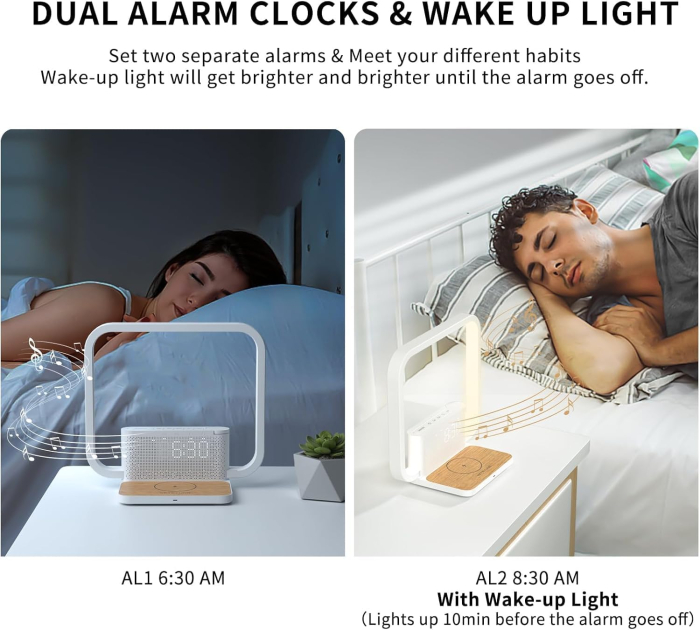 Lampa de veghe cu alarma si lumina de rasarit RETEYUNG AJ310A, 10 sunete naturale, dimensiuni reglabile [3]
