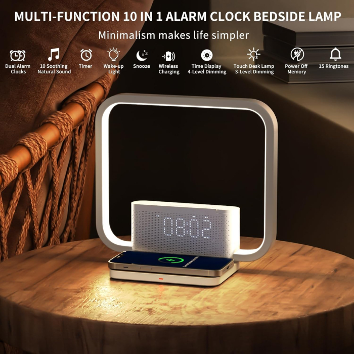 Lampa de veghe cu alarma si lumina de rasarit RETEYUNG AJ310A, 10 sunete naturale, dimensiuni reglabile [2]