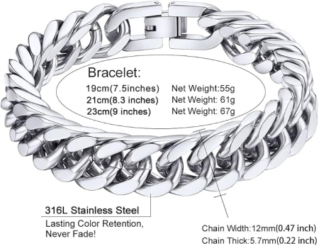 Brățară Bărbați oțel Inoxidabil 316L, Calitate Premium  12mm - 23cm [1]