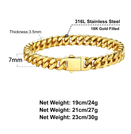 Brățară Bărbați – Oțel Inoxidabil, Calitate Premium (Gold) 7mm-21cm [4]