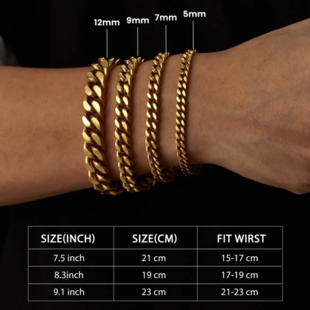Brățară Bărbați – Oțel Inoxidabil, Calitate Premium (Gold) 7mm-21cm [3]