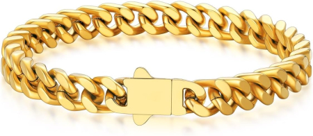 Bijuterii fashion - Brățară Bărbați – Oțel Inoxidabil, Calitate Premium (Gold) 7mm-21cm