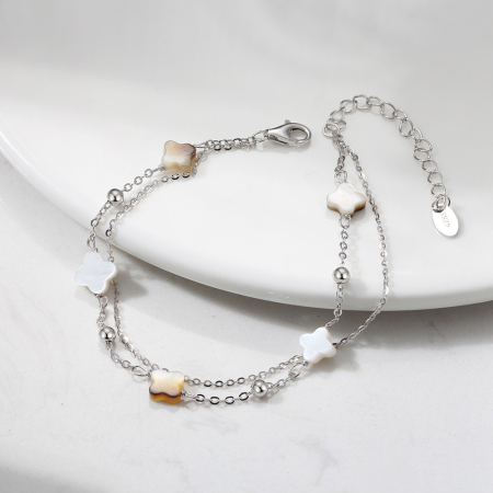 Bratara din argint 925 placat cu rodiu piatra de sidef si piatra neagra [1]