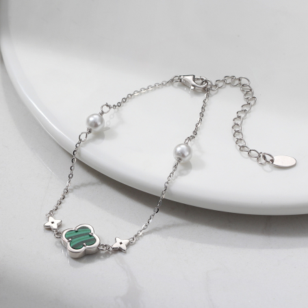 Bratara din argint 925 cu piatra de sidef si malachita [1]