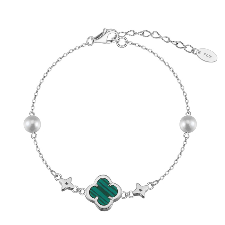 Bijuterii de dama - Bratara din argint 925 cu piatra de sidef si malachita