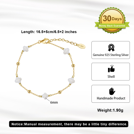 Bratara din argint 925 placat cu aur 14k si piatra naturala de sidef [3]