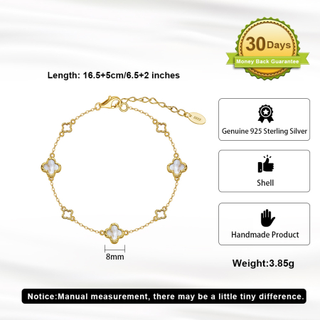 Bratara din argint 925 placat cu aur 14k si pietre naturale de sidef [5]