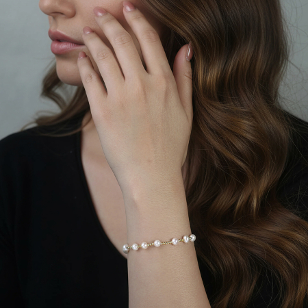 Bratara din argint 925 placat cu aur 4k si perle naturale de cultura [2]