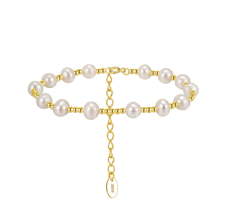 Bratari - Bratara din argint 925 placat cu aur 4k si perle naturale de cultura