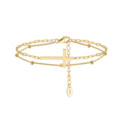 Bijuterii - Bratara din argint 925 placata cu aur 14k cu cruciulita