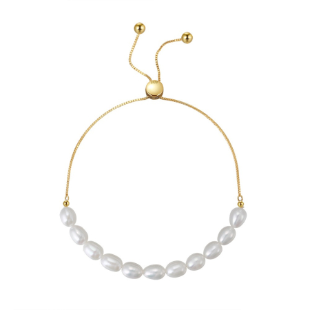 Bijuterii de dama - Bratara din argint 925 placata cu aur 14k si perla naturale de cultura