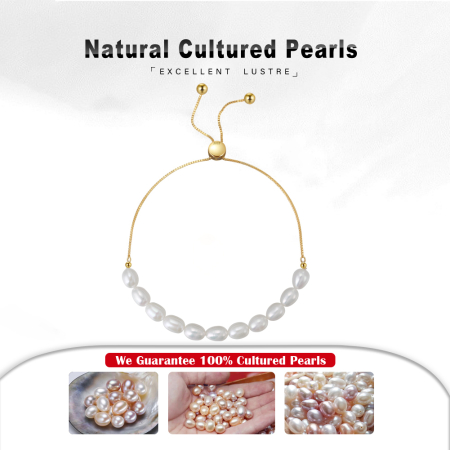 Bratara din argint 925 placata cu aur 14k si perla naturale de cultura [4]