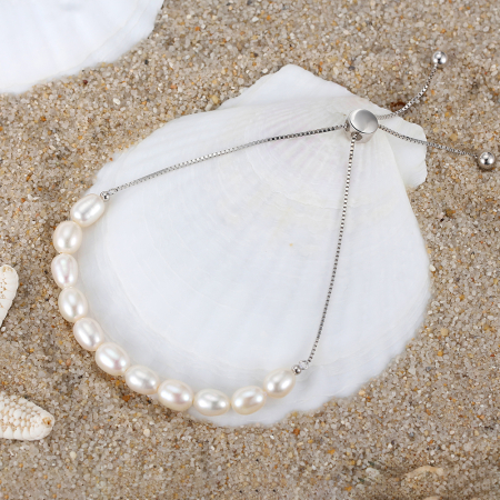 Bratara din argint 925 placata cu rodiu si perle naturale de cultura [1]