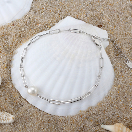 Bratara din argint 925 placata cu rodiu si perle naturale de cultura [1]