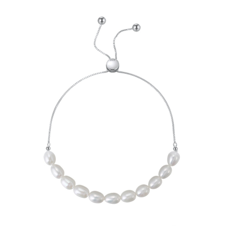 Bijuterii de dama - Bratara din argint 925 placata cu rodiu si perle naturale de cultura