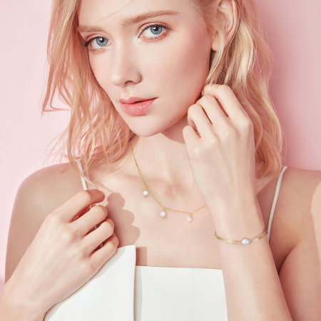 Bratara din argint 925 placata cu rodiu si perle naturale de cultura [3]