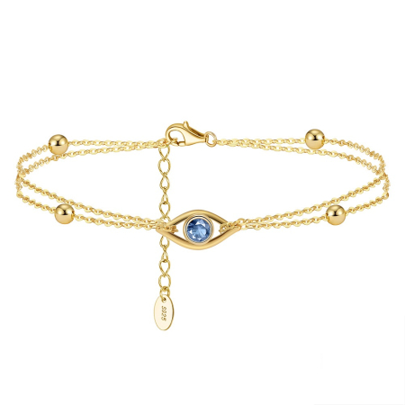 Bijuterii din argint - Brățară dublă BySunny Evil Eye din Argint 925 placat cu aur de 14K