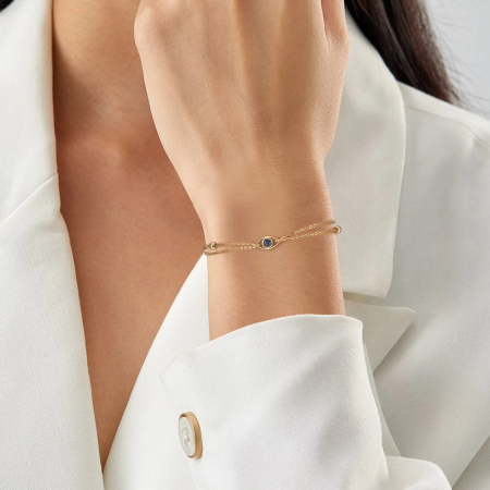 Brățară dublă BySunny Evil Eye din Argint 925 placat cu aur de 14K [3]