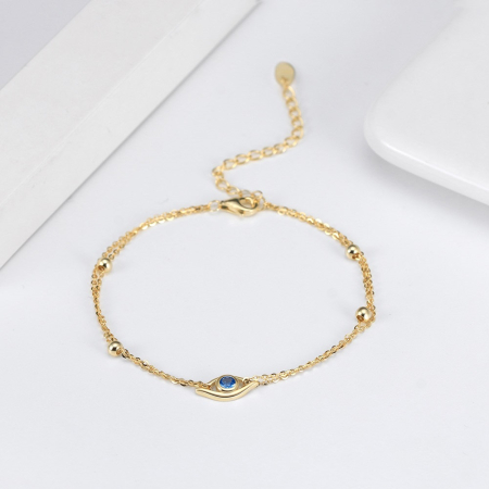 Brățară dublă BySunny Evil Eye din Argint 925 placat cu aur de 14K [1]