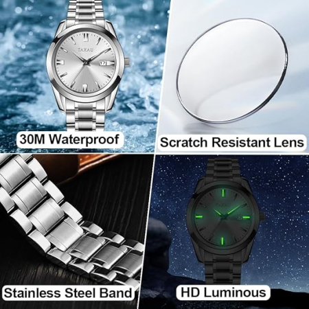Ceas barbatesc de mână Taxau, Mecanism Quartz, Rezistent la apă, Afișaj luminos, Design elegant pentru bărbați [3]
